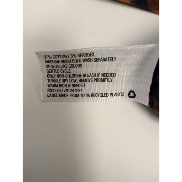 Goodfellow and Co. Men's Brown Navy Plaid Button Down Shirt Size XXL - Picture 6 of 6